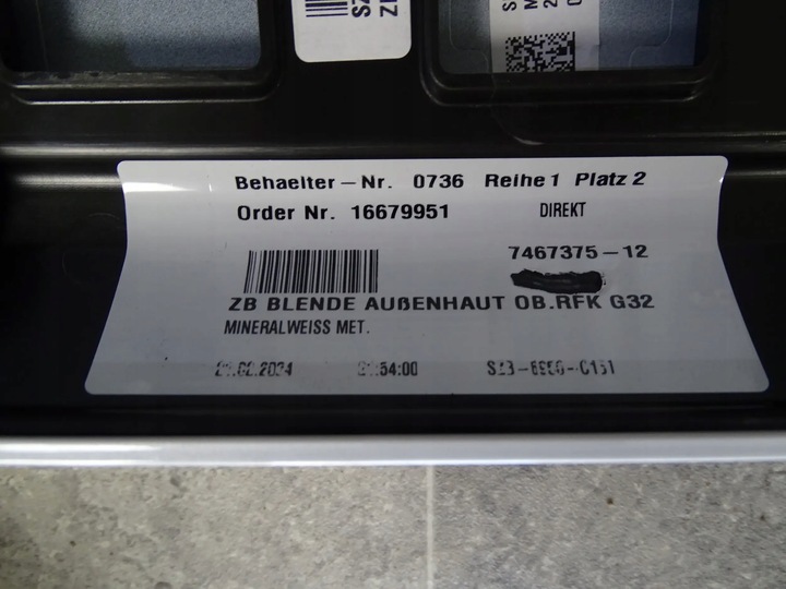 фото №6, Накладка крышки багажника bmw g32 gran туризмо оригинальный номер 7467375 минерально-белый met.