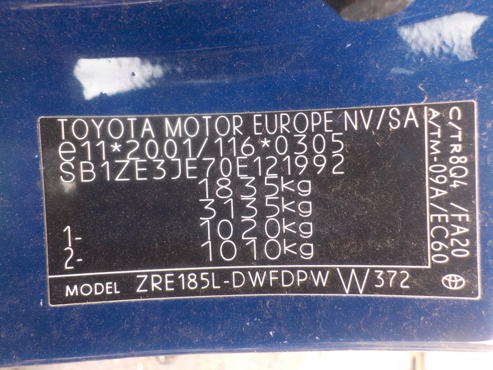 фото №10, Двигатель стойка двигателя a1zr - f12u 151, toyota auris 2018r 132 km 1.6 pb