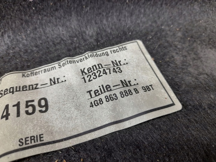 фото №6, Audi a7 s7 4g 2013 зад сторона правая нижний панель бардачка колёса запасного