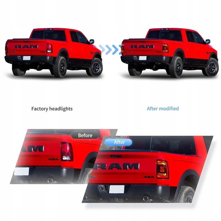фото №11, Лампи задні vland led помаранчевий поворотник динамічний dodge ram iv 4 08-24