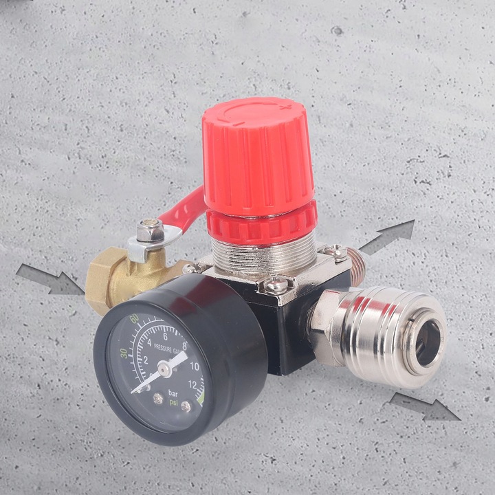 фото №13, Набір регулятор компресора повітря з манометр клапан 4-дорожній 0–180