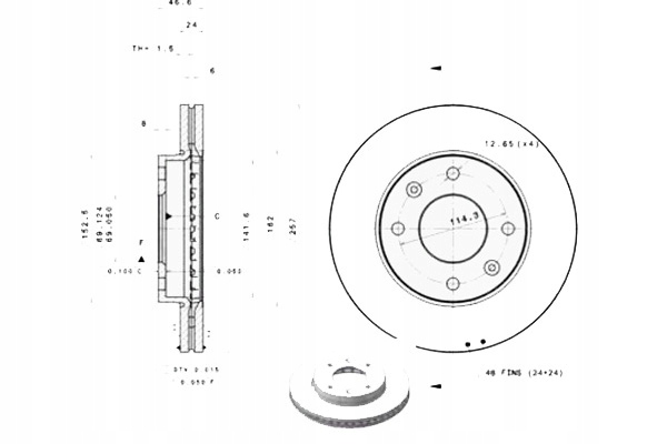 фото №2, Диски тормозные brembo 517122d300 517122d310 2401
