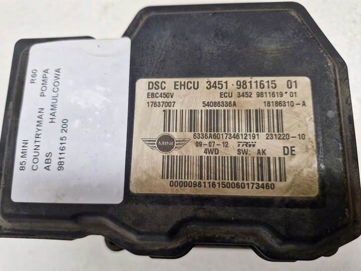 фото №7, Mini r60 countryman насос abs гальмівна 9811615