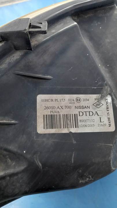 фото №9, Фара правый nissan micra 1.5cdi 03r hb