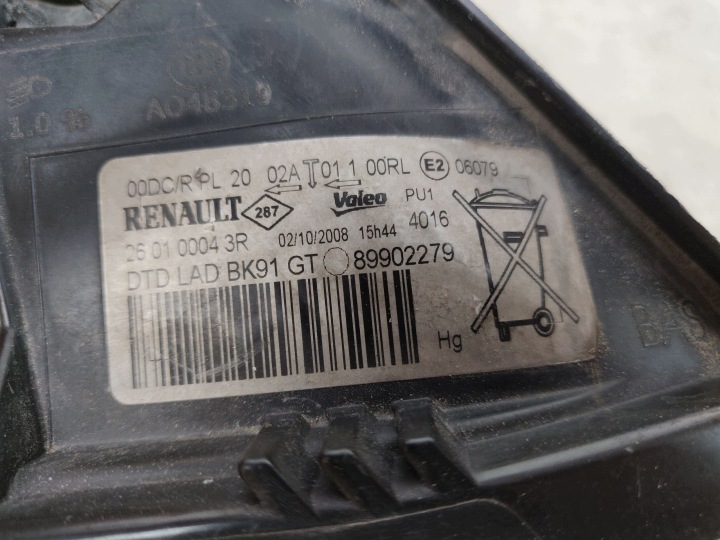 фото №11, Фара передняя передняя правая ксенон renault laguna iii 3 2007- 260100043r eu