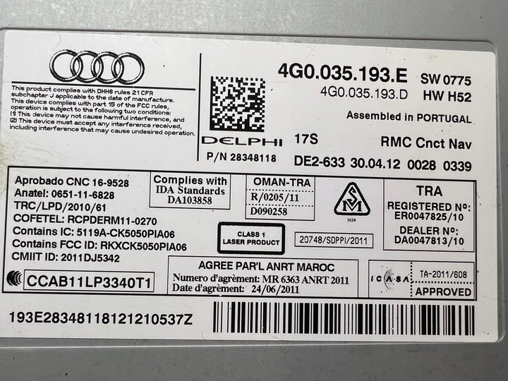 фото №6, Audi a6 a7 c7 навигация считыватель навигации мультимедиа mmi 4g0035193e