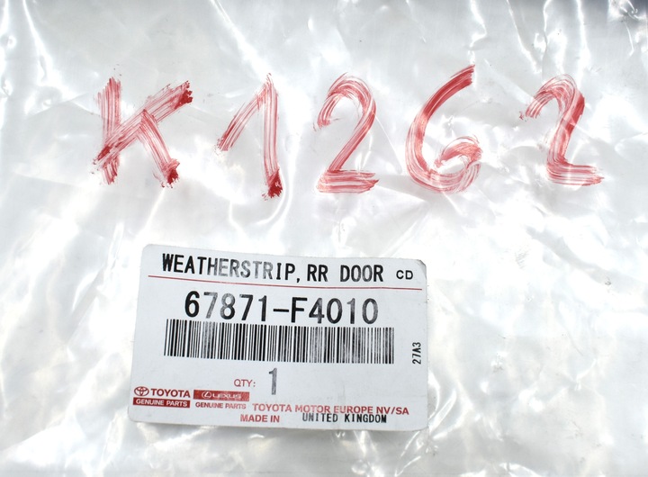 фото №2, Toyota ch-r chr прокладка дверь правых зад задняя новая org 67871-f4010