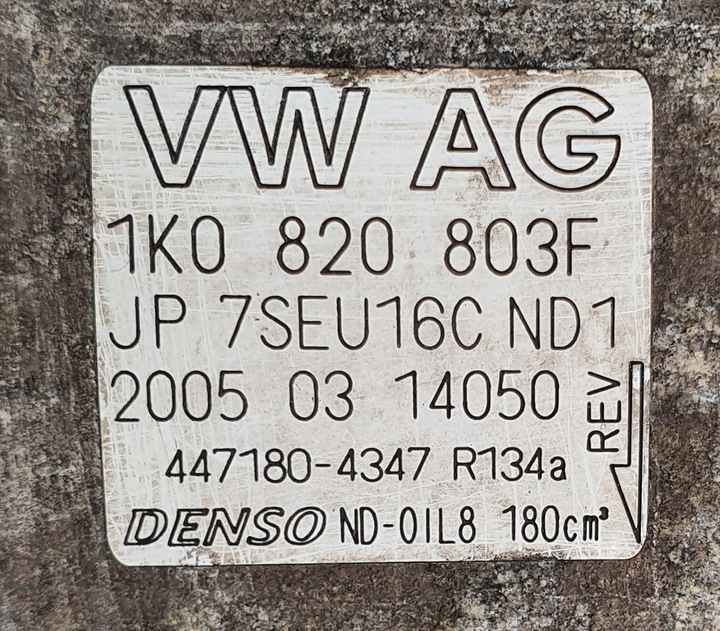 фото №5, Компресор кондиціонера vw golf v 1.4 16v 1k0820803f