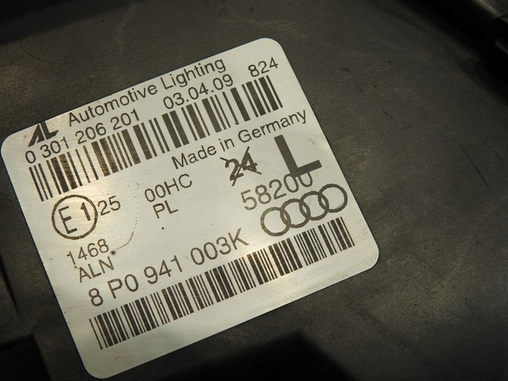 фото №8, Лампа левая передняя перед audi a3 8p 8p0941003k 0301206201