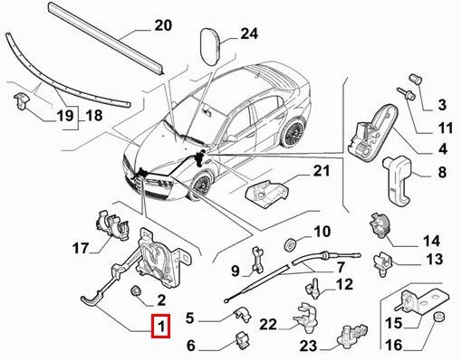 фото №8, Замок капота двигателя alfa romeo 159 новый оригинальный