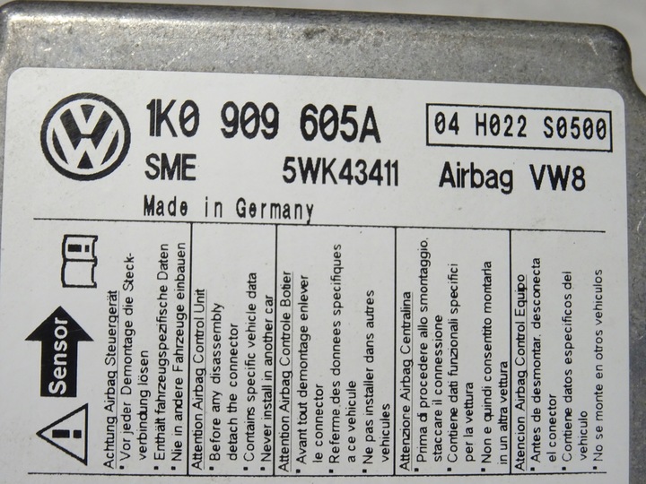 фото №7, Датчики удара датчик подушек vw golf v 5 1k0