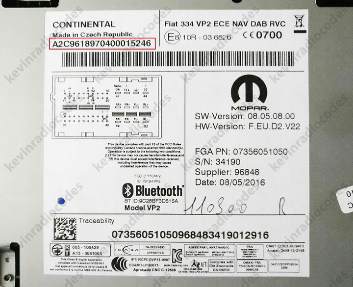 фото №6, Код do радіо радіо alfa romeo continental vp1 vp2 bosch blaupunkt daiichi