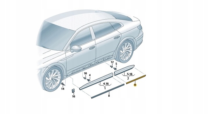 фото №1, Планка декоративна задніх правих двері хром vw arteon oe: 3g88533343q7