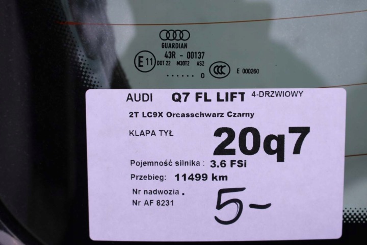 фото №8, Audi q7 fl рестайлінг зад кришка багажника 2t2t lc9x глибокий чорний 4l0827023b 4l0