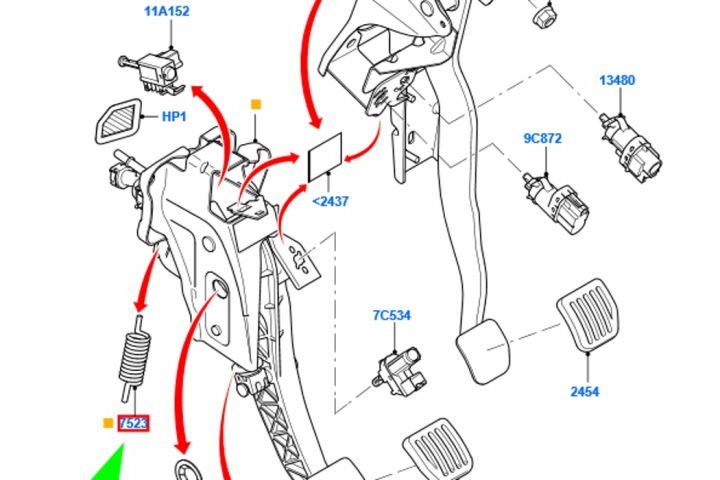фото №7, Ford galaxy mk2 пружина зворотна педаль зчеплення 7g9n-7562-aa нова оригінал