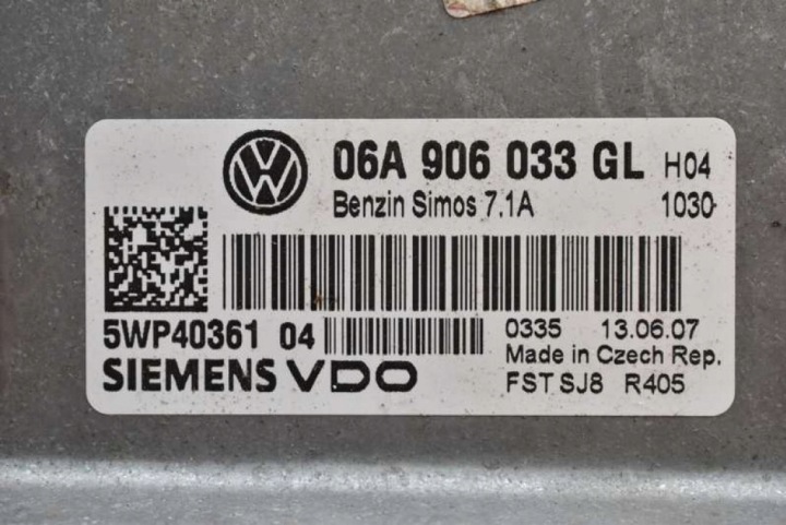 фото №7, Блок керування двигуном (ecu) 06a906033gl 5wp4036104 vw golf 5 v plus 1.6 8v 102 km