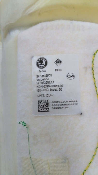 фото №11, Skoda octavia 3 iii 5e губка пена спинка сиденья подогрев коврик 5e0963557aa