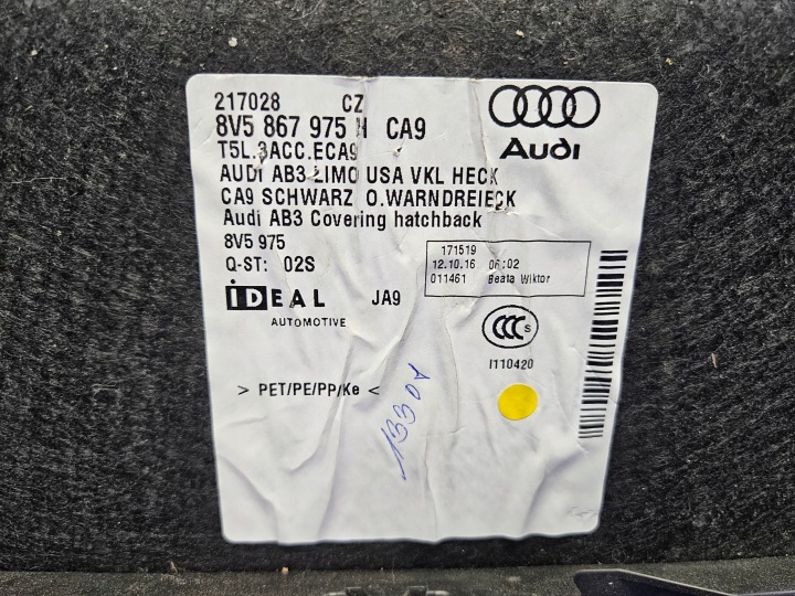 фото №9, Карта кришки багажника audi a3 8v sedan 8v5867975h