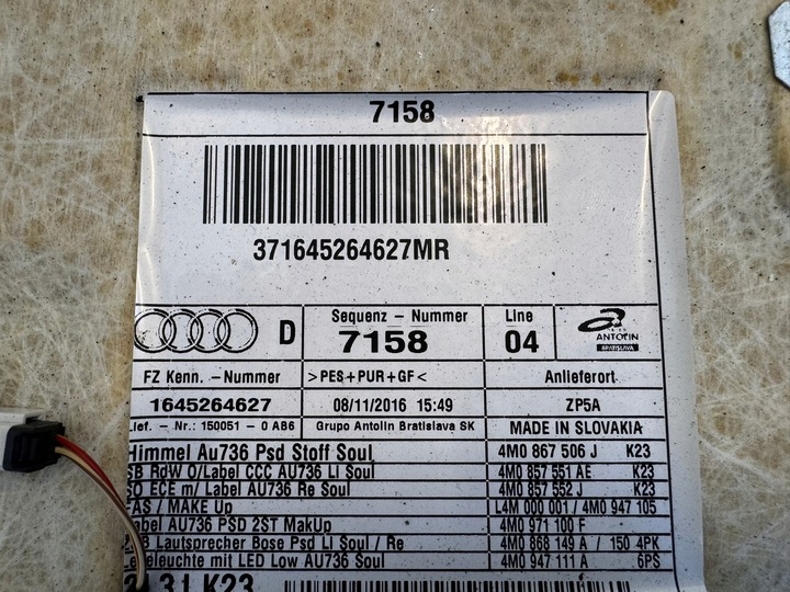 фото №13, Audi sq7 q7 4m 2015-2024 потолок чёрная панорама