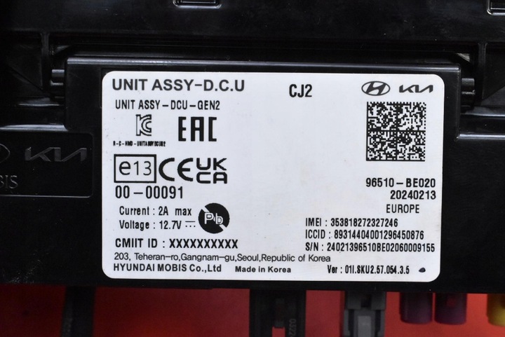 фото №8, Блок керування модуль dcu 96510-be020 hyundai kona 2 ii 1.6 gdi гібрид 105 km 22-