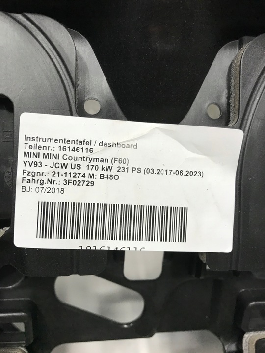 фото №6, Mini f60 countryman панель консоль hud