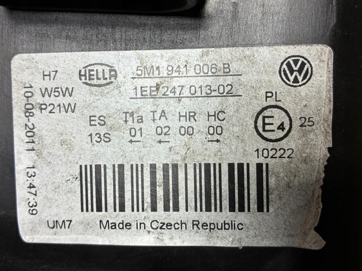 фото №10, Фара правая передняя vw golf plus + 5m 5m1941006b