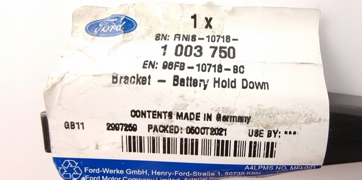 фото №3, Притиск акумулятора fiesta 08- ecosport 13- b-max 12 1003750 _ 96fb-10718-bc