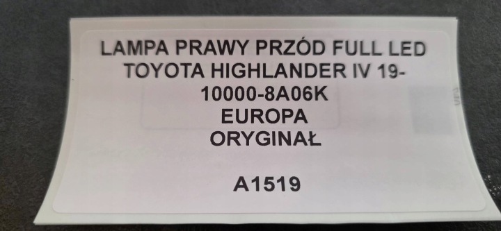 фото №10, Фара правое перед полный led toyota highlander iv 19- оригинал 10000-8a06k