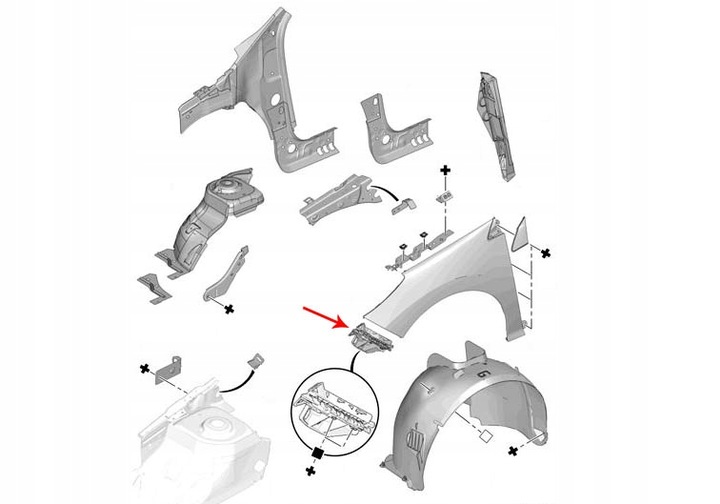 фото №10, Peugeot 308 кріплення ковзун бампера лівий правий