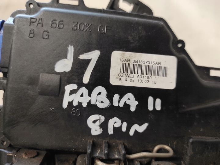фото №5, Skoda fabia 2 ii 07- замок ліві перед 8pin 3b1837015ar