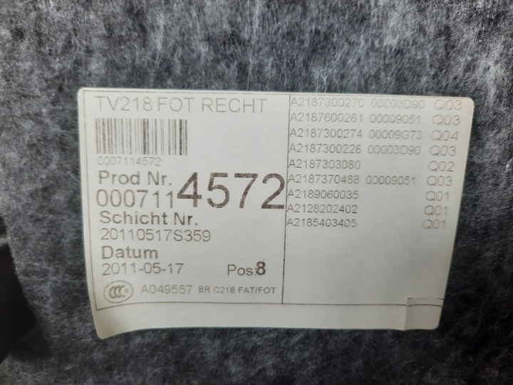 фото №6, Боковина дверь правый зад mercedes cls w218