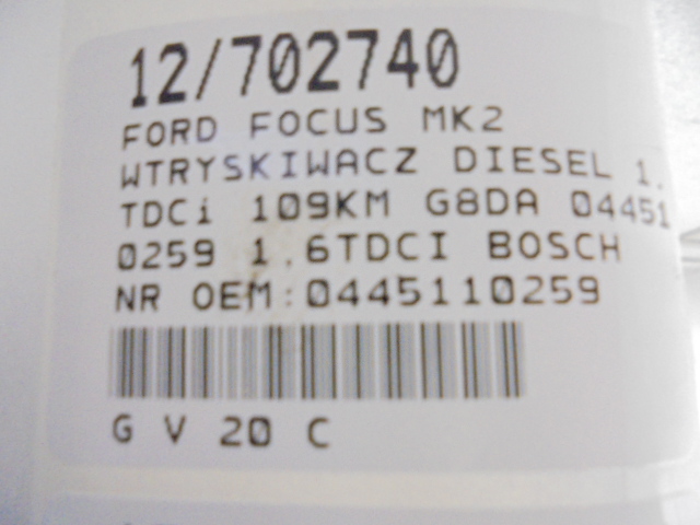 фото №8, Ford focus mk2 инжектор дизель 0445110259 1,6tdci