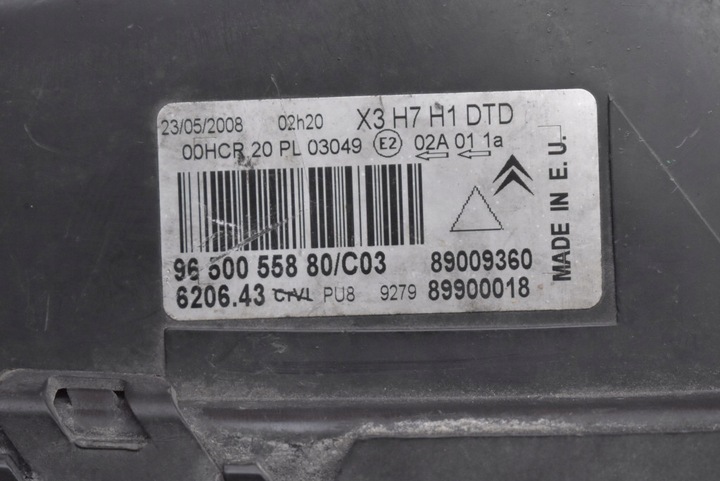 фото №9, Фара правые лампа перед eu 9650055880 citroen c5 1 i рестайлинг 04-08