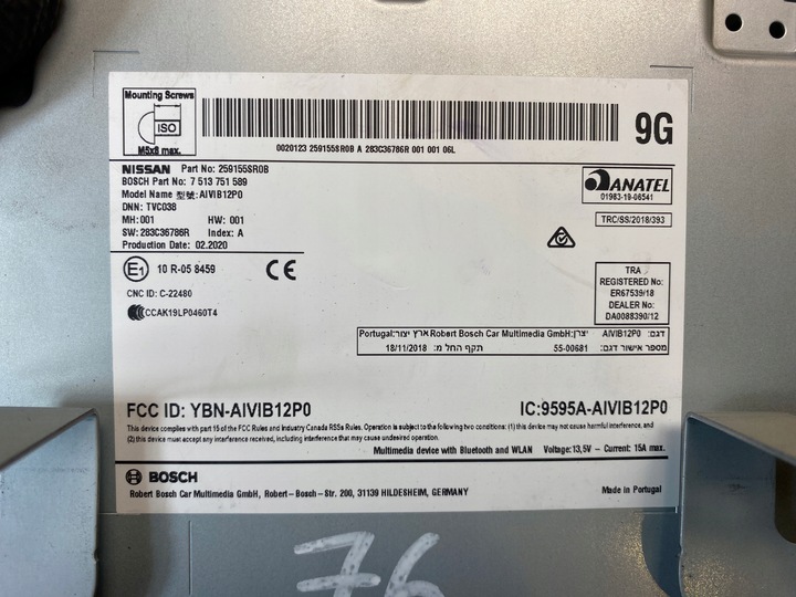 фото №12, Радіо навігація gps навігація екран дисплей nissan leaf ii 259155sr0b 2017-