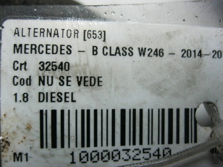 фото №5, Генератор a0009063322 mercedes cla w117 gla w156 a w176 b w246 1.8 cdi