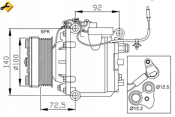 фото №2, Компресор кондиціонера nrf 4635892 вісь 58728o 58728