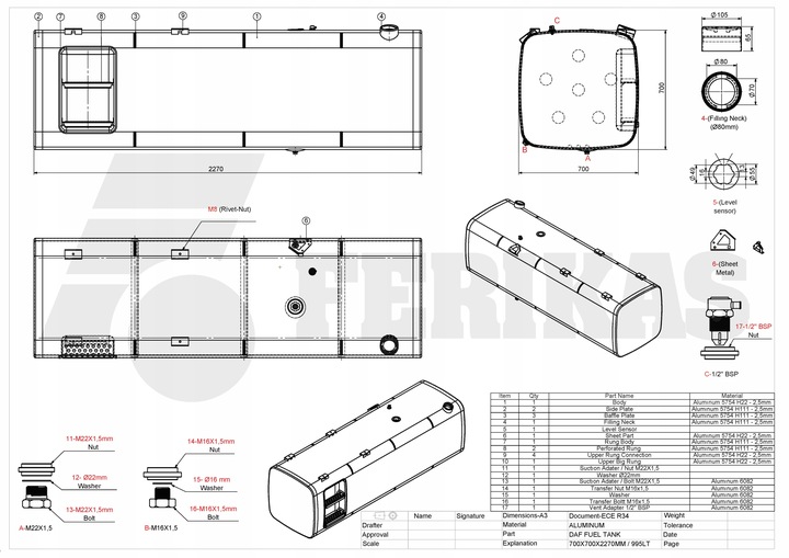 фото №11, Новий aluminiowy бак пального daf 995l 1944798