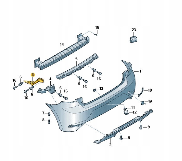 фото №1, Ковзун бампера зад лівий seat ibiza оригінальний 6f0807393b