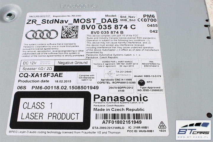 фото №8, Audi a3 набор mmi панель + монитор + считыватель 8v0035874c 8v0919603c 8v085727