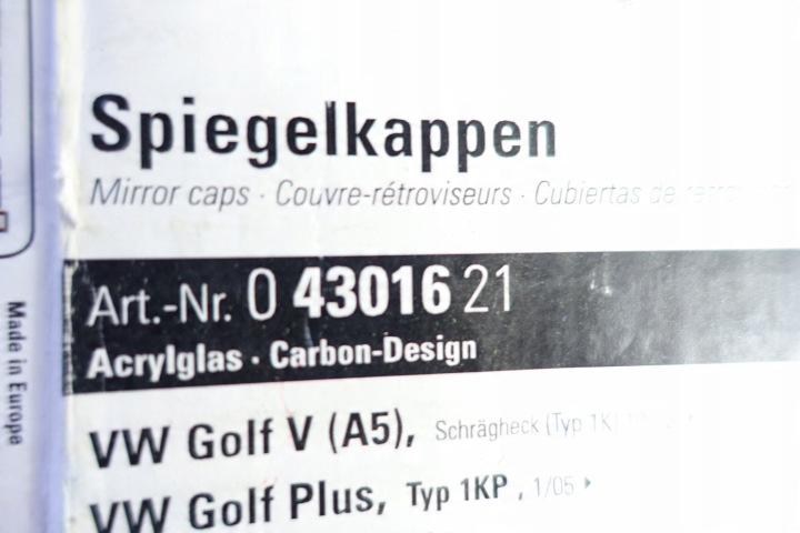 фото №10, Корпус зеркало vw golf v passat b5 jetta карбон