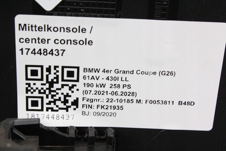 фото №7, Туннель средний подлокотник nić кожа bmw g20 g22