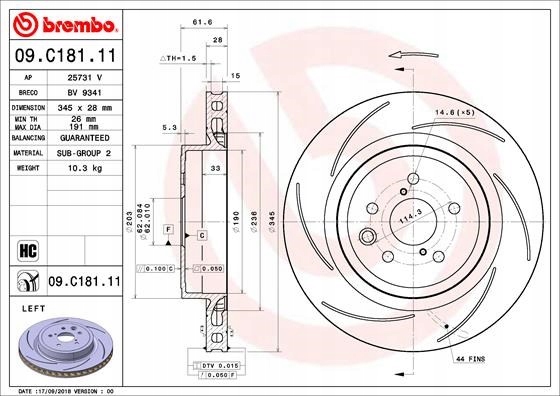 фото №2, 2 x brembo диск тормозная зад левая