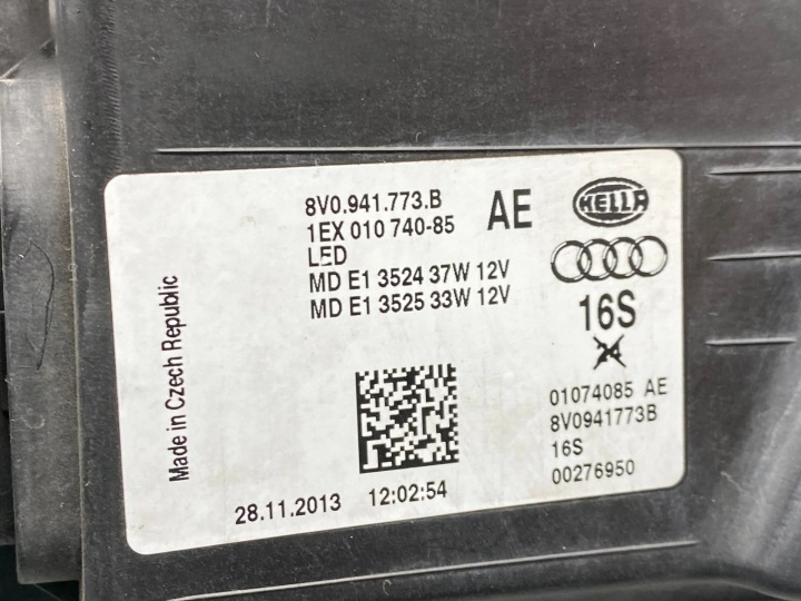 фото №13, Audi a3 s3 8v headlight/headlamp 8v0941773b 4g0907397q 77pp941329m