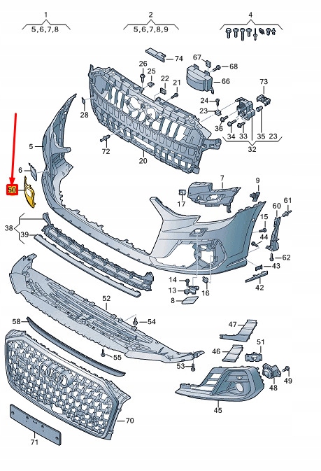 фото №1, Audi a8 d5 передний правый бампер trim 4n0807824ct94 оригинал