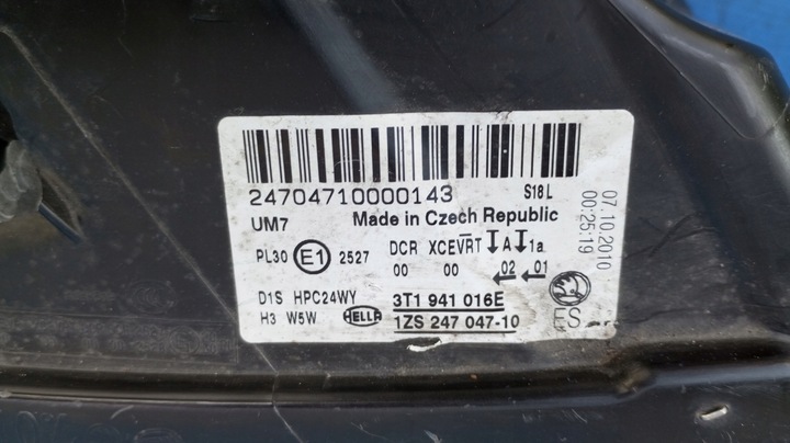 фото №12, Лампа правий перед eu ксенон skoda superb ii 2 3t1 3t1941016e поворотний