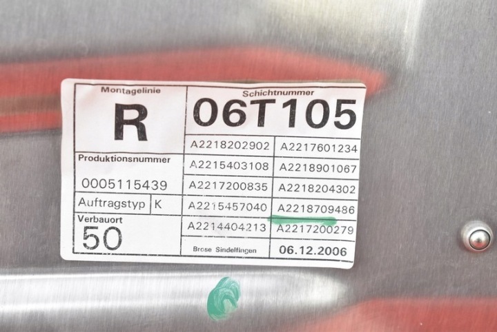 фото №5, Стеклоподъемник правый перед eu mercedes s-klasa w221 05-09