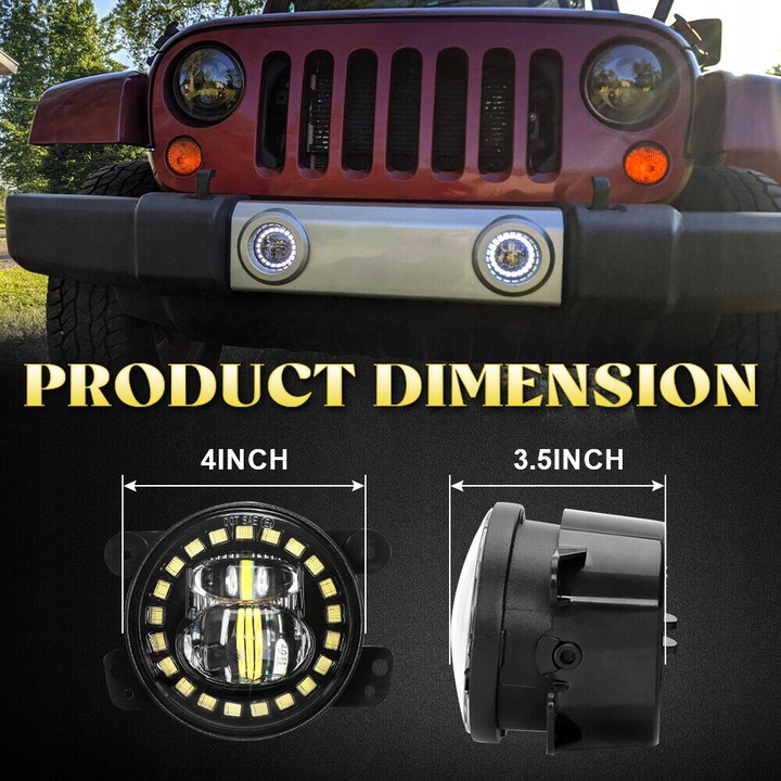 фото №5, Лампы led противотуманные 4" адаптер з drl do бампера wrangler jl jk 2007+