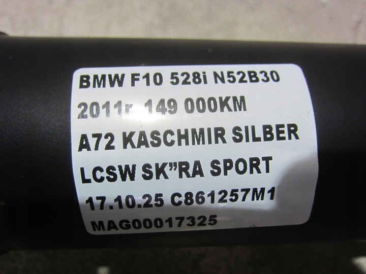 фото №11, Bmw f10 f11 528i n52 n52b30 wał приводной 26107563126 7563126 оригинал bmw