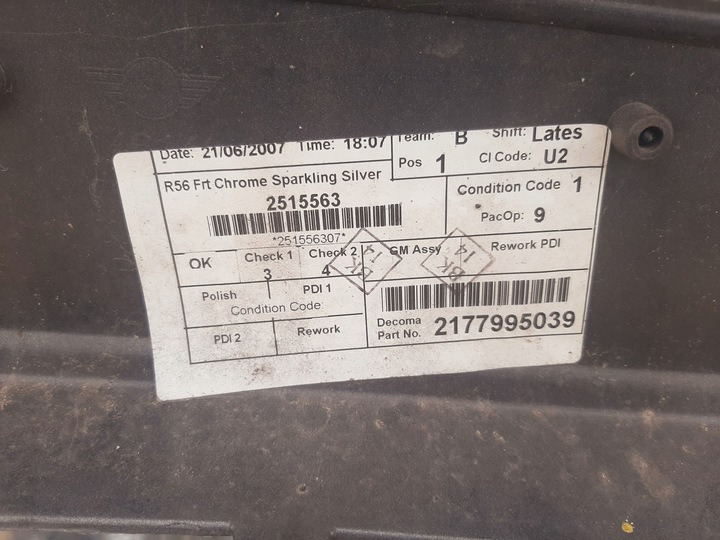 фото №15, Бампер перед переднє mini cooper r56 2006-2010 a60/7 sparkling срібний