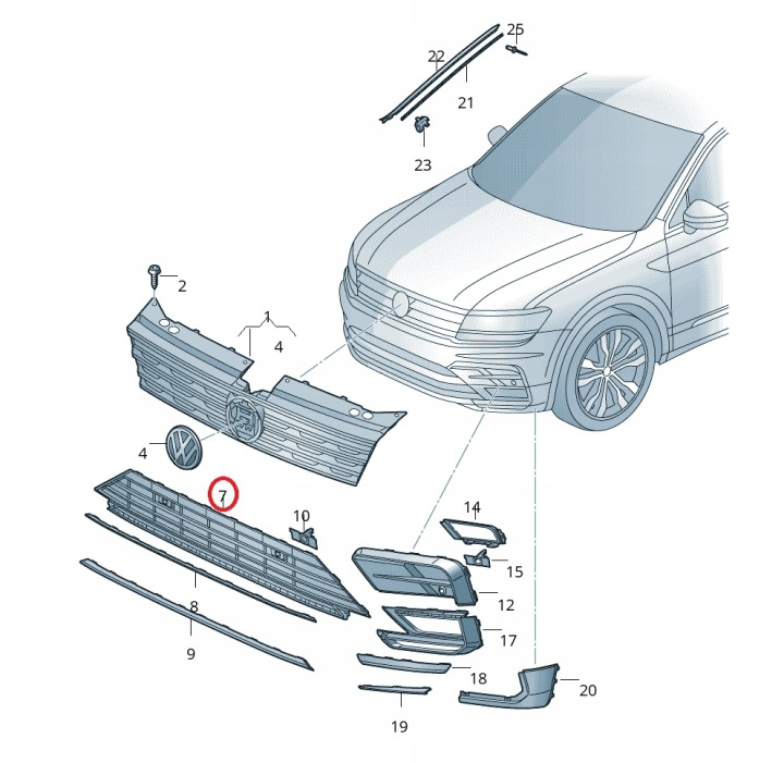 фото №10, Vw tiguan решётка решётка средняя бампера перед 5na853677h 041 оригинальная